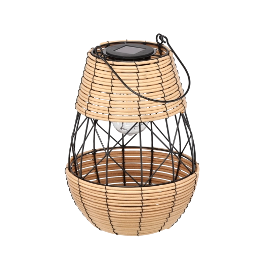Solar metal lantern lamp black-beige 32 cm