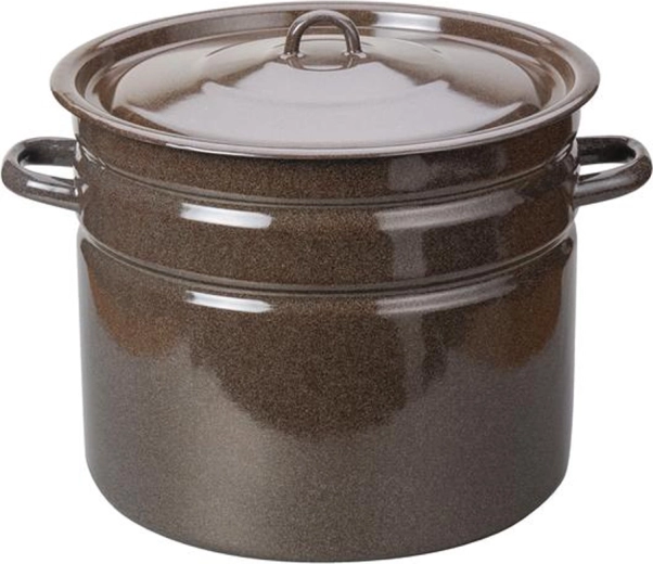 Enamel pot with lid 20 l, brown
