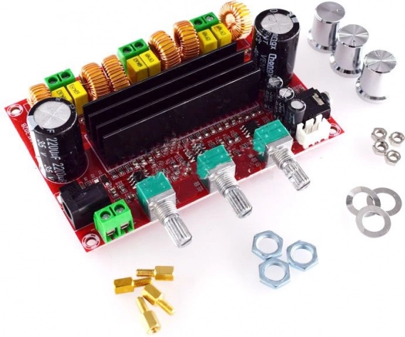 Power Amplifier 2.1 2x80W +100W (WOOFER) TPA3116D, 12V-24V TPA3116D2, Arduino