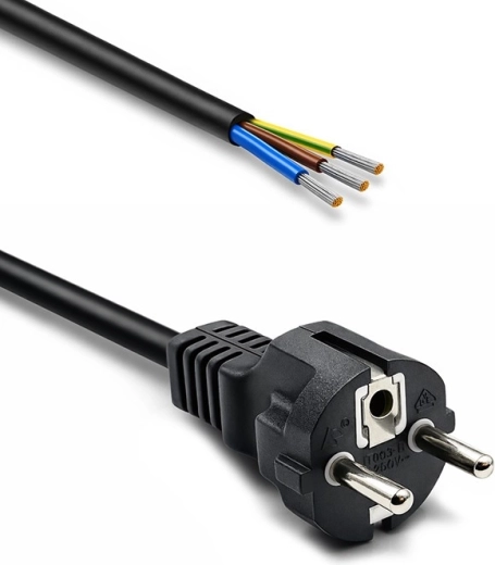 Schuko CEE 7/7 (E/F) power cable with stripped tinned conductors, 3×1.0 mm², 1.8 m
