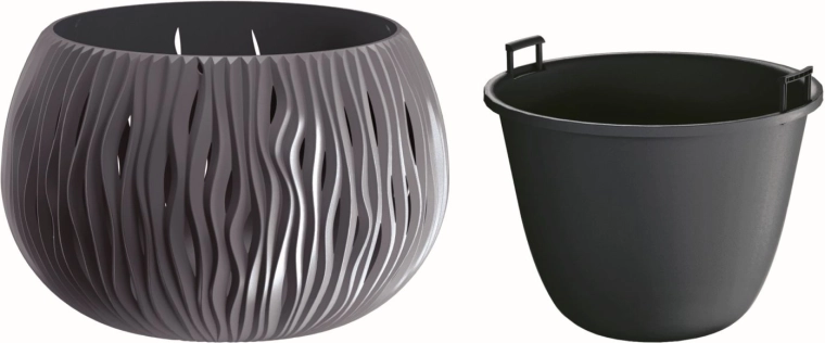 Sandy Bowl Planter with Insert 37 cm Anthracite