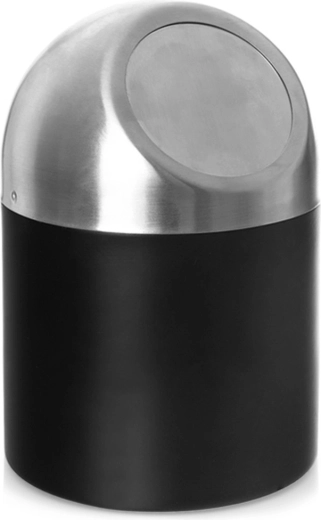 Stainless steel bathroom trash bin black 1.2 l