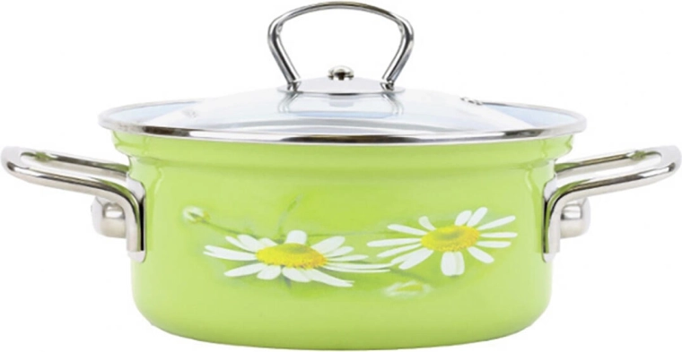Enamelled Casserole BELIS Daisy 24 cm with Glass Lid, 4.5 l