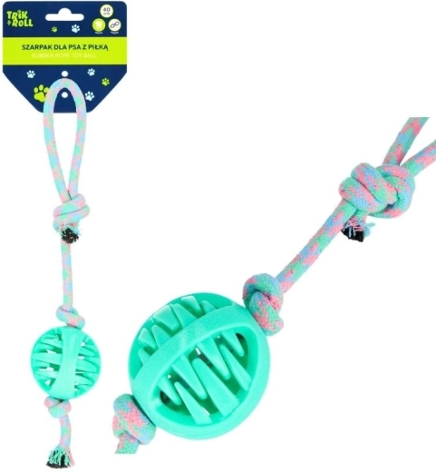 TRIK&ROLL играчка за дърпане за куче с топка, зелена