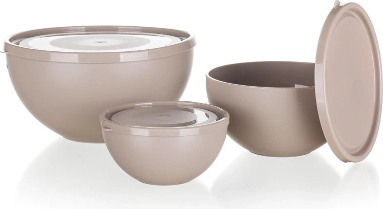 Culinaria Latte Bowl Set with Lids, 3 Pieces