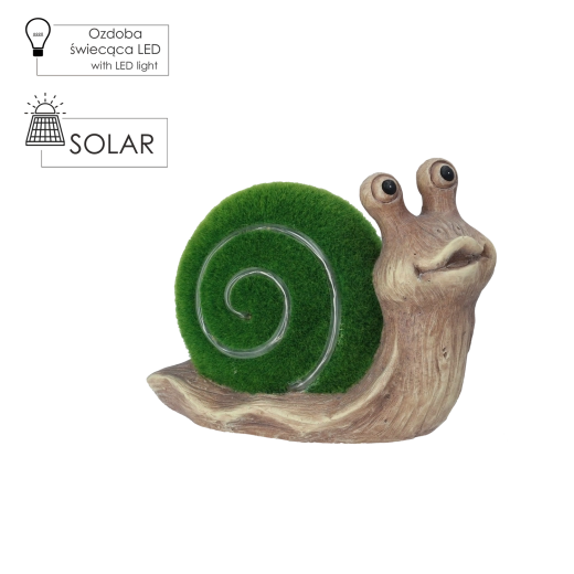 Garden solar snail figurine with LED-lit shell