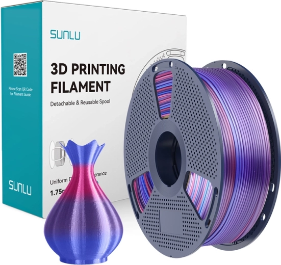 Филамент Sunlu PLA+ Silk rainbow 02 1,75 mm 1 kg