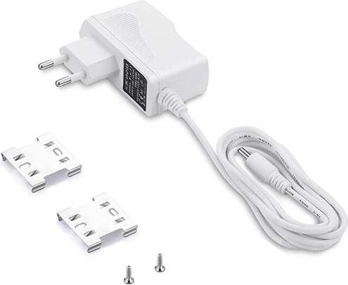 Power adapter and mounting accessories included