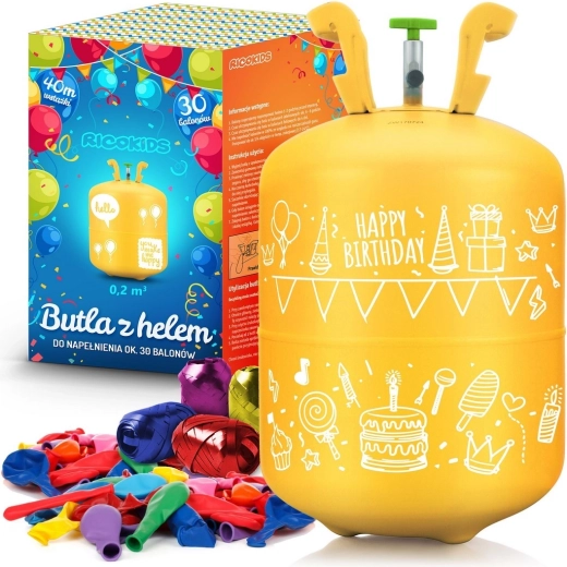 Хелиева бутилка 0,20 м³ с балони и лента Ricokids