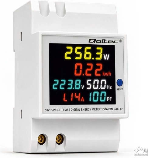 Еднофазен измервател на консумация на енергия за DIN шина 230 V 100 A 3P