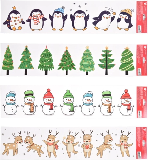 Christmas window film stripes with glitter effect 64 × 15 cm