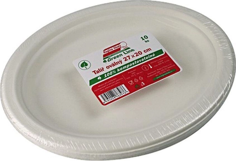Oval disposable pulp plates 26 × 19 cm (10 pcs)