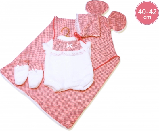 Llorens дрешки за кукла New Born 40–42 см, комплект от 3 части с подложка с ушички