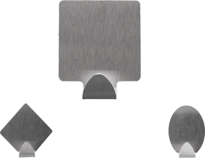 Self-adhesive stainless steel hooks, 2 pcs (mix)