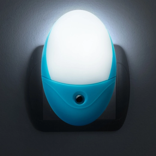 Phenom LED нощна ориентировъчна лампа със светлинен сензор, синя