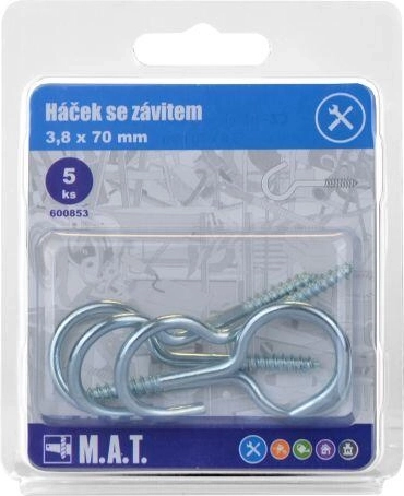 Кука с резба 70 × 3,8 mm, поцинкована, 5 бр.
