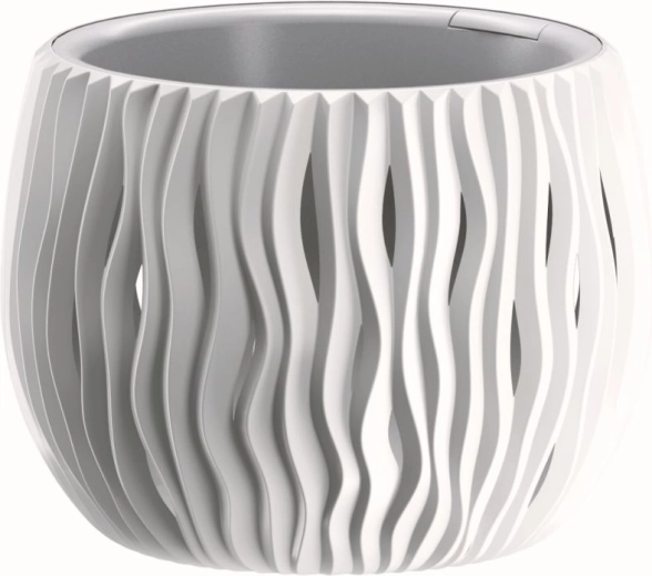 Sandy Bowl Flower Pot with Insert 18 cm White