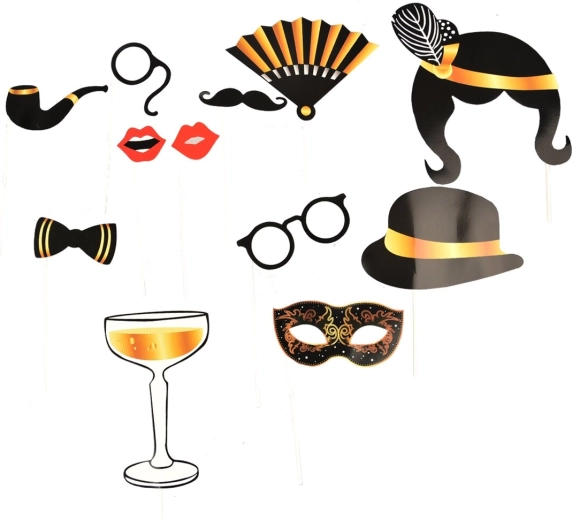 Set of party photo props for a photo booth (12 pcs)