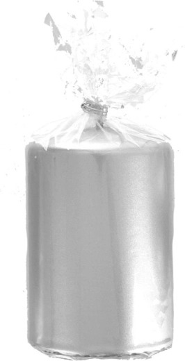 Cylinder candle with metallic silver sheen 7 × 10 cm