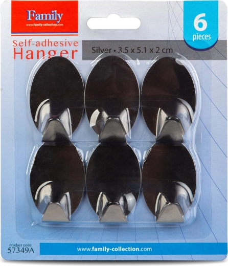 Self-Adhesive Stainless Steel Hooks, 6 Pieces