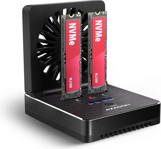 Axagon ADSA-M2C22 Clone Master докинг и клонираща станция USB-C за 2× M.2 NVMe/SATA SSD 20Gb/s
