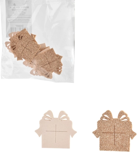 Wooden gift decoration, white-brown, 8 pcs, 4.5 cm