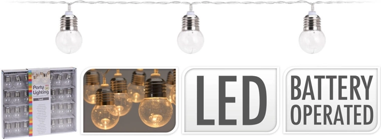 Светлинен гирлянд с крушки 4 см, 4,5 м, 30 LED, топло бяло