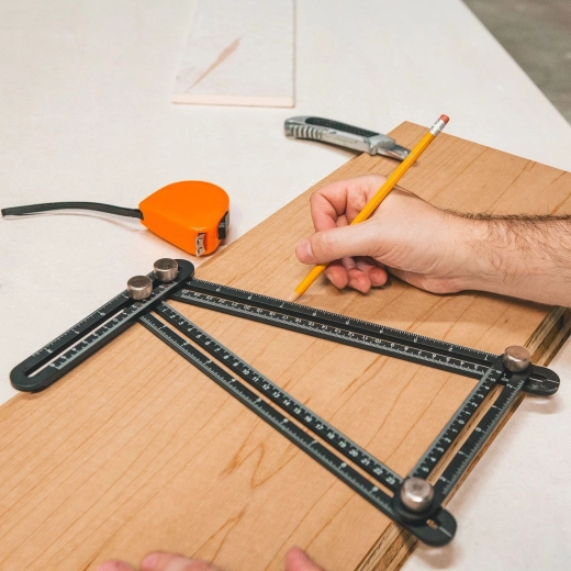 Metal four-sided ruler and angle finder 31 × 18 cm