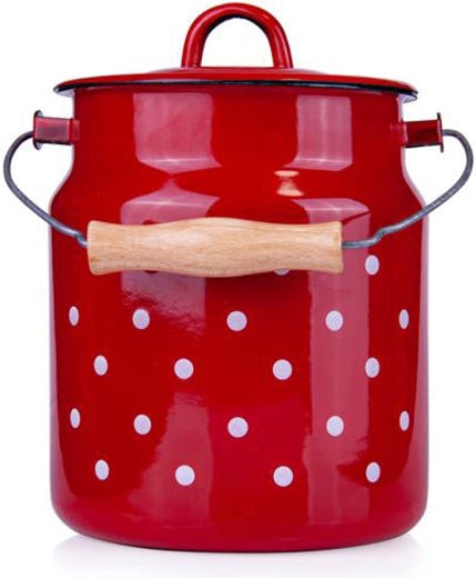 Toro enamel canister 3.3 l red with white polka dots