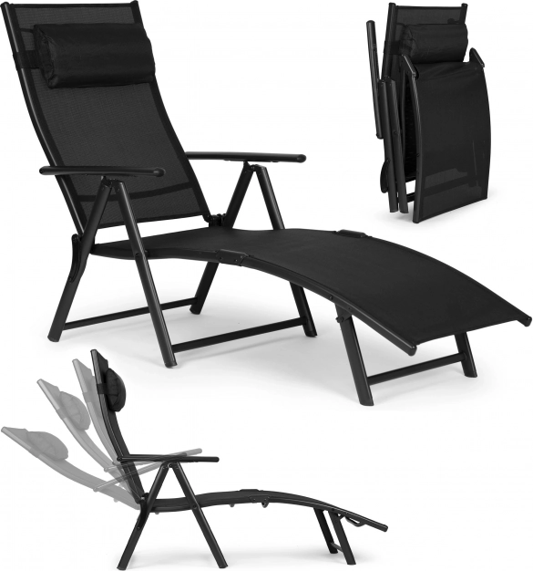 Сгъваемо градинско и плажно легло с регулируема облегалка, стоманена рамка, черно MULTIGARDEN