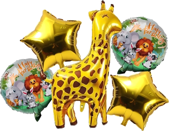Giraffe Birthday Balloon Set, Animals, 5 pcs