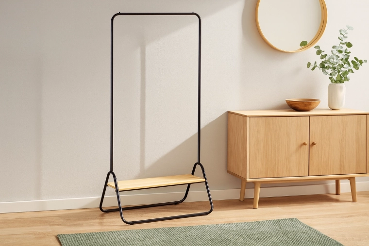 Свободностояща закачалка с рафт, метална loft 80 × 44,5 × 146 см