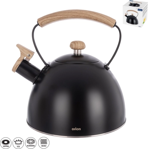 Stainless steel whistling kettle Black 2.5 L