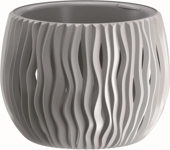 Sandy Bowl Flower Pot with Insert 18 cm – Stone Grey