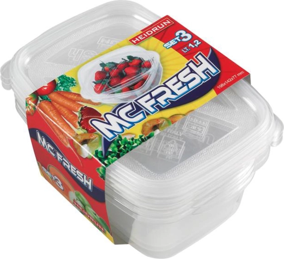 Пластова кутия с капак HEIDRUN McFresh 1,2 л, комплект 3 бр.