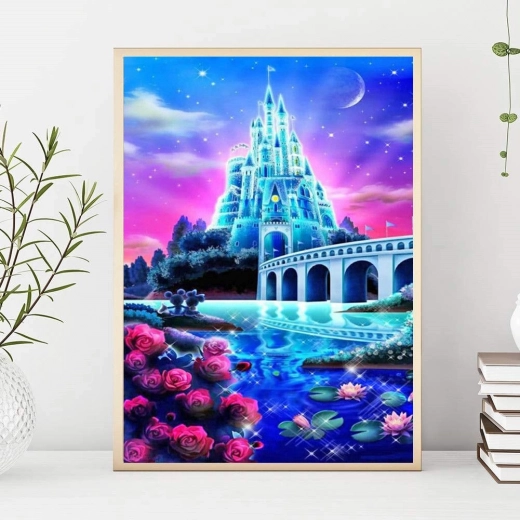 Диамантена бродерия - картина на мечтан замък 40x50 см