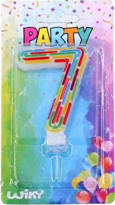 Парти свещ за торта – цифра 7, шарки