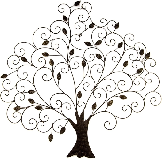 Metal wall decoration tree grey 82 × 82 cm