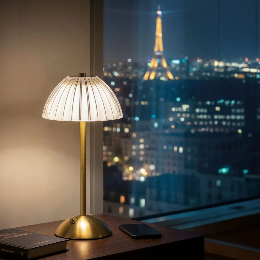 Gold-Colored Rechargeable Table Lamp with Adjustable Brightness
