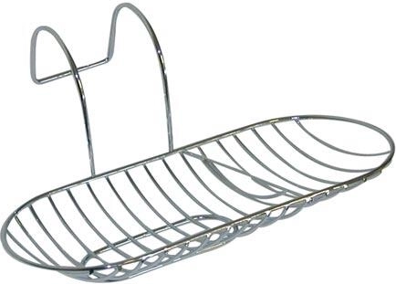 Hanging oval bathtub soap dish, 28 × 12.5 cm, chrome