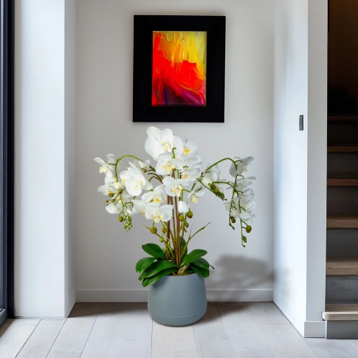 White artificial decorative orchid 83 cm