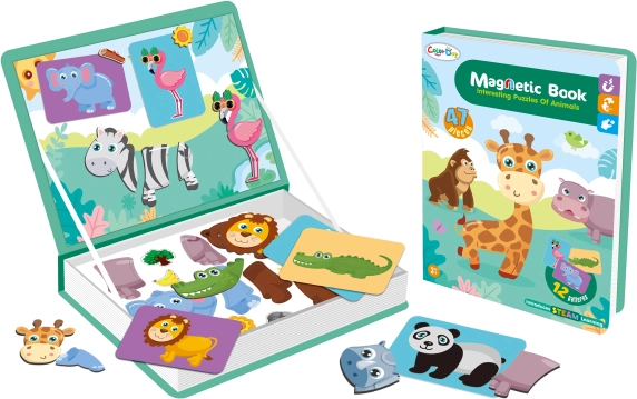 Магнитна книга със сафари животни, 47 части