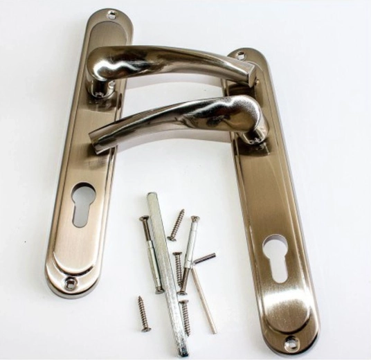 Atena Door Handle Set for 90 mm Cylinder Lock, Satin Nickel
