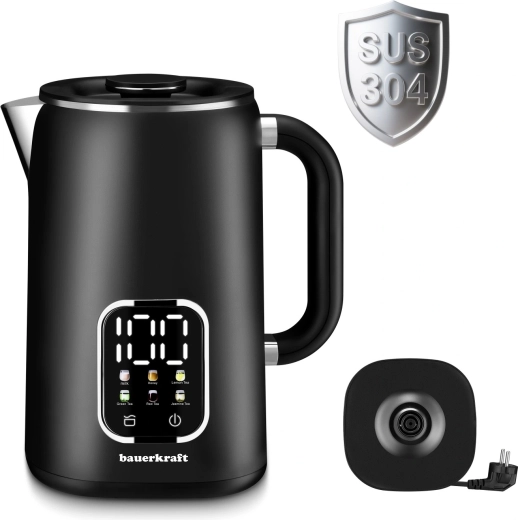 Smart Wireless Electric Kettle 1.7 L with Temperature Control, Swivel Base, Black