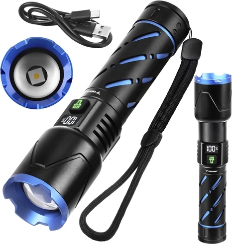 Тактическо LED фенерче 800 lm TRIZAND с акумулатор 5000 mAh, USB‑C и зум