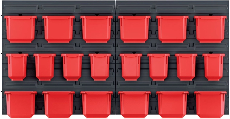 Hanging panel with 20 tool bins ORDERLINE 800 × 165 × 400 mm