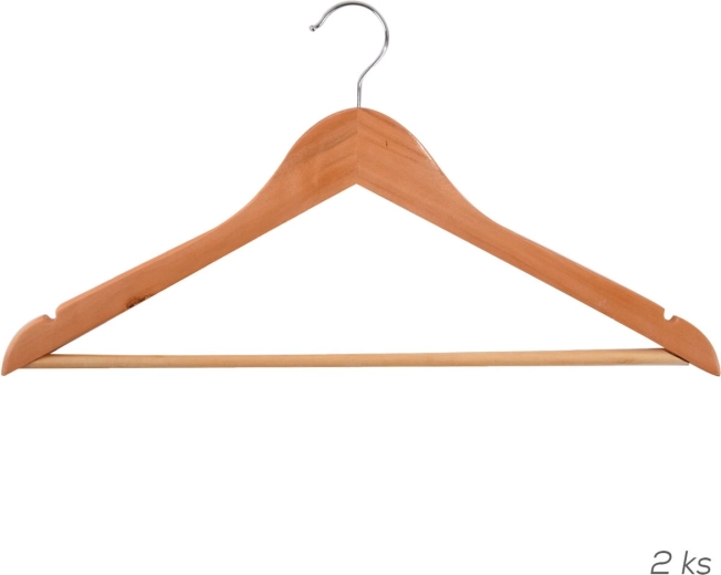 Rotating wooden-metal clothes hanger set, 2 pcs