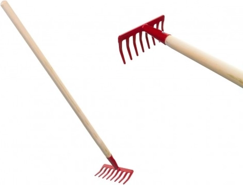 Детски градински гребла с дървена дръжка – Червени