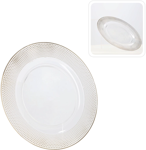 Transparent gold round charger plate 33 cm (6 pcs)