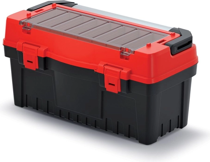 EVO toolbox with metal handle and dividers, 594 × 288 × 308 mm, red